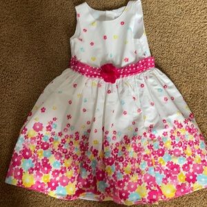 Girls white multi-color floral dress